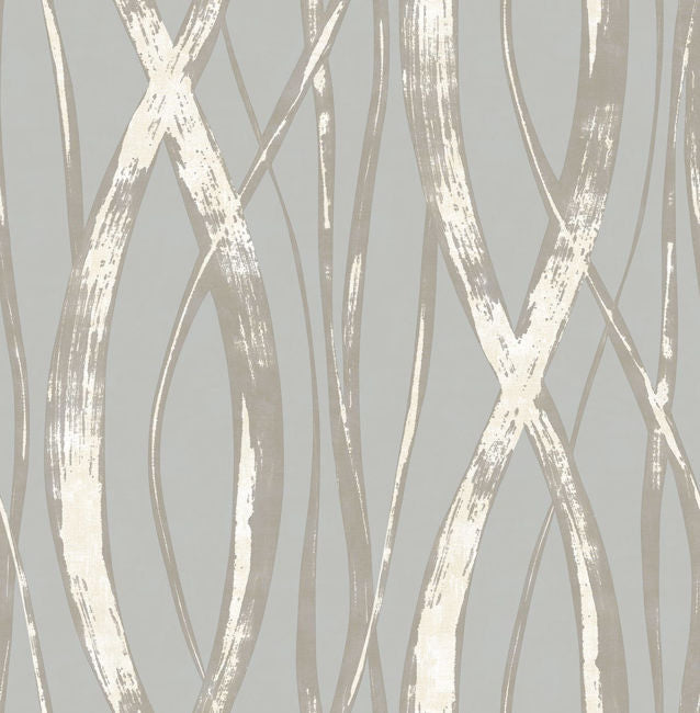 Barbados - Gray, Metallic Silver, and White Wallcovering | Malibu Wallpaper