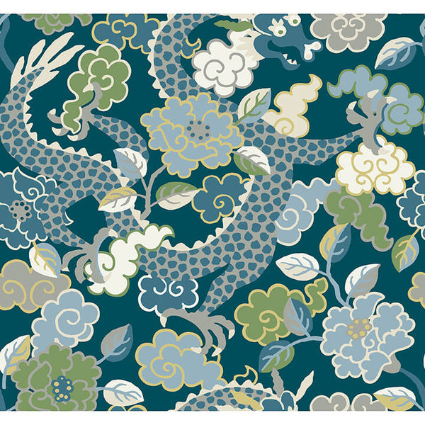 Yanci, Teal Wallcoverings | Malibu Wallcovering
