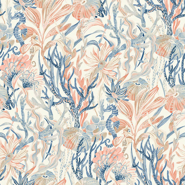 Kelp Garden, Coral Wallcoverings | Malibu Wallcovering