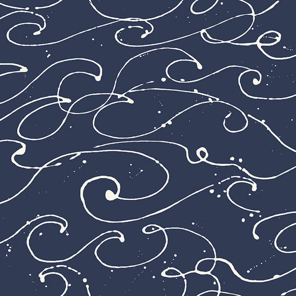Kuroshio, Navy Wallcoverings | Malibu Wallcovering