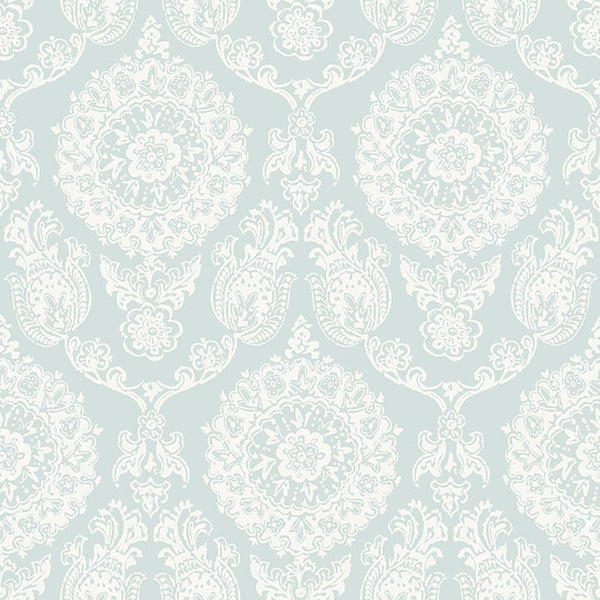 Helm Damask, Aqua Wallcoverings | Malibu Wallcovering