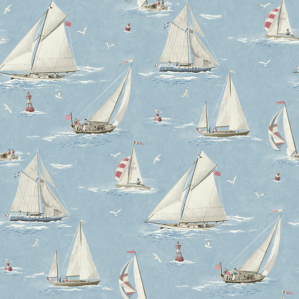 Leeward, Light Blue Wallcoverings | Malibu Wallcovering