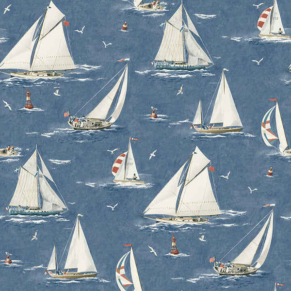Leeward, Navy Wallcoverings | Malibu Wallcovering