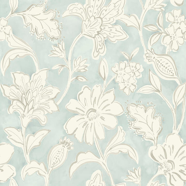 Plumeria, Aqua Wallcoverings | Malibu Wallcovering