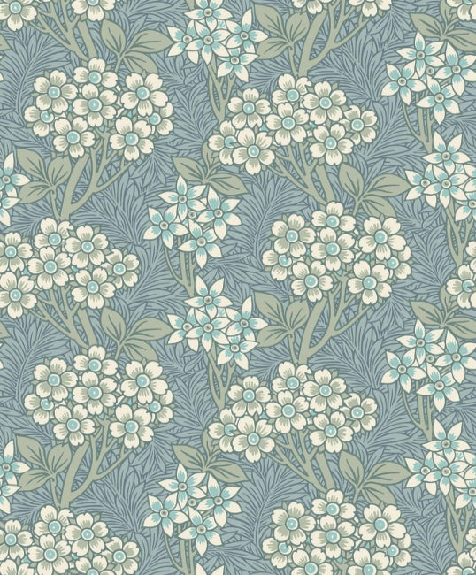 Floral Vine - Stream Blue & Sage Wallcovering | Malibu Wallpaper