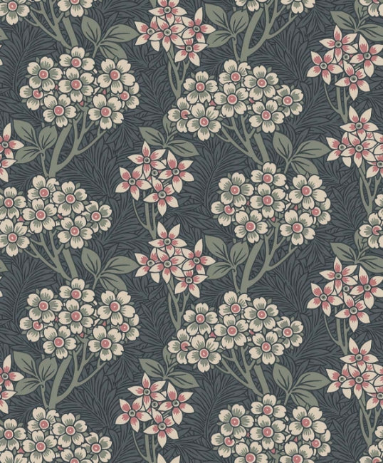 Floral Vine - Smoke & Laurel Green Wallcovering | Malibu Wallpaper