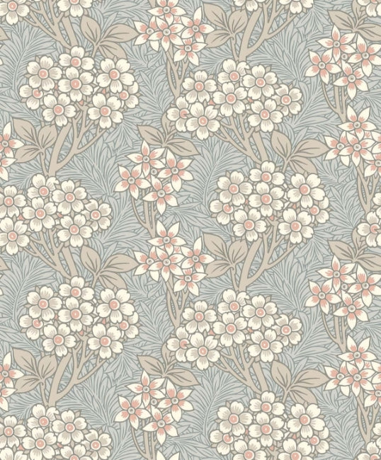Floral Vine - Daydream Grey & Rose Petal Wallcovering | Malibu Wallpaper