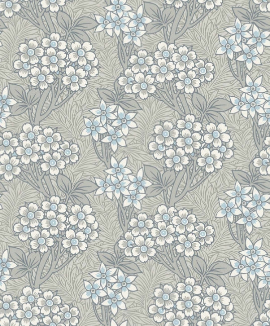 Floral Vine - Daydream Grey & Carolina Blue Wallcovering | Malibu Wallpaper
