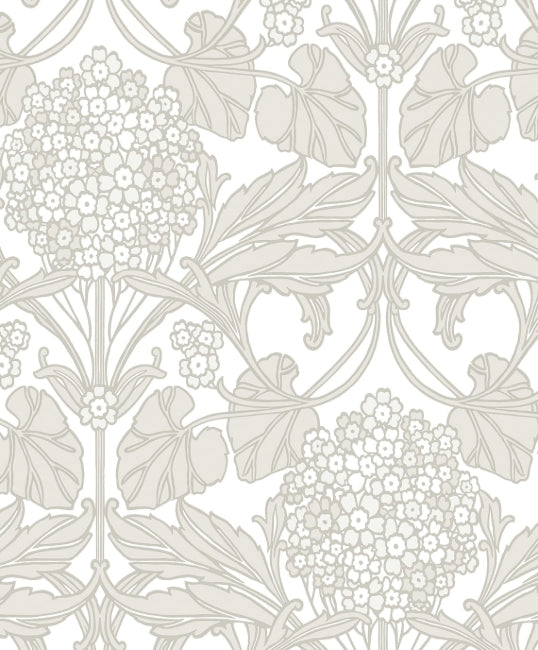Floral Hydrangea - Pale Oak & Pearl Wallcovering | Malibu Wallpaper