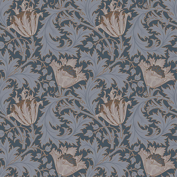 Anemone, Dark Blue Wallcoverings | Malibu Wallcovering