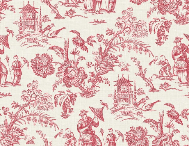 Chinois - Poppy Red Wallcovering | Malibu Wallpaper