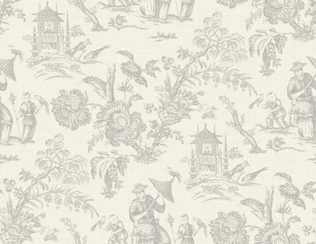Chinois - Pelican Gray Wallcovering | Malibu Wallpaper