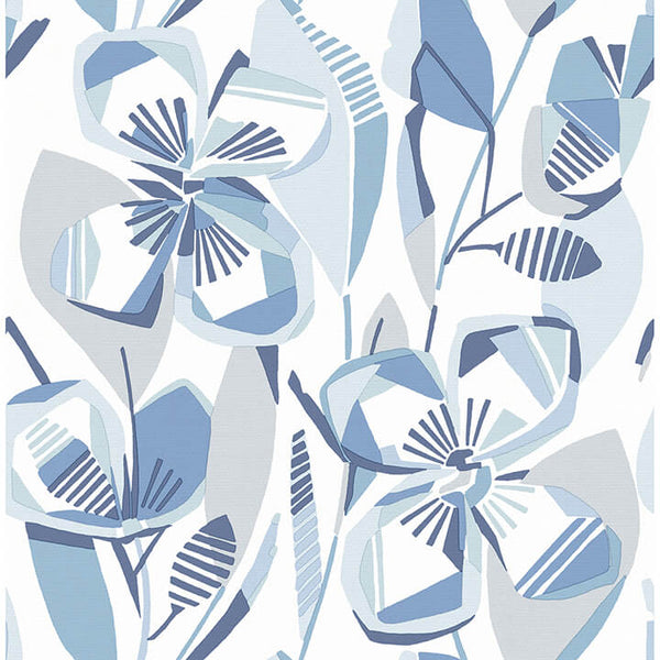 Nathalie, Blue Wallcoverings | Malibu Wallcovering