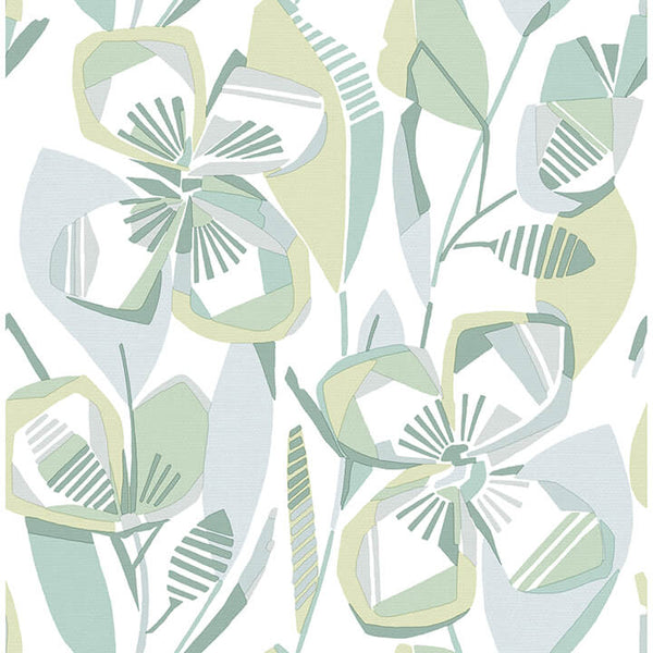 Nathalie, Light Green Wallcoverings | Malibu Wallcovering