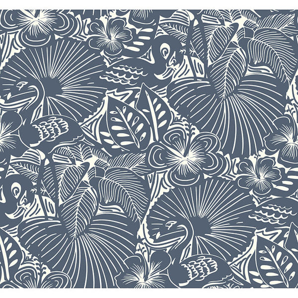 Idalia, Navy Wallcoverings | Malibu Wallcovering