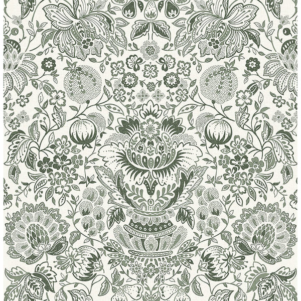 Blanche, Dark Green Wallcoverings | Malibu Wallcovering