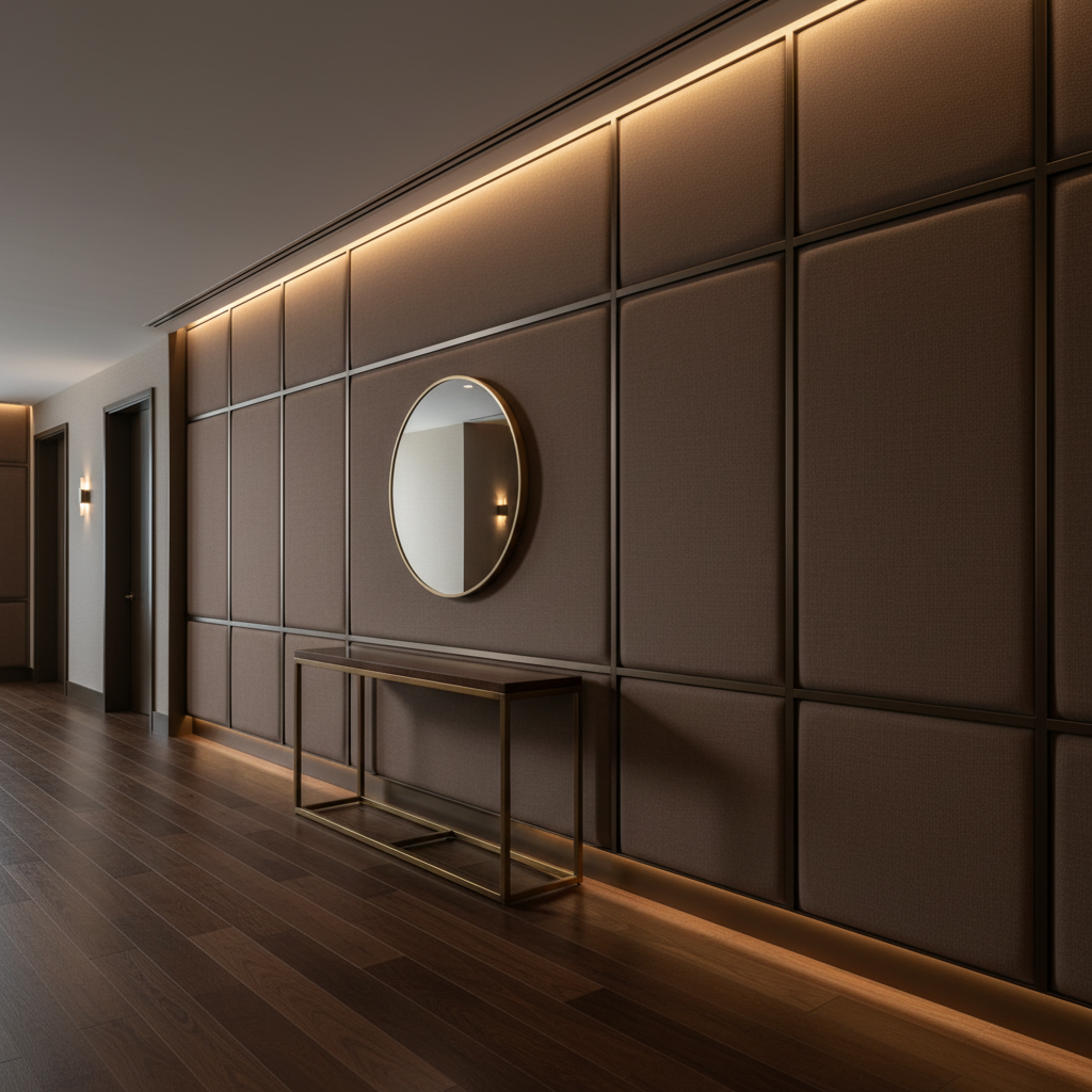 Aire Pebbled - Cocoa Bean Breathable Polyurethane Upholstered Wall Panel | Architectural Fabrics