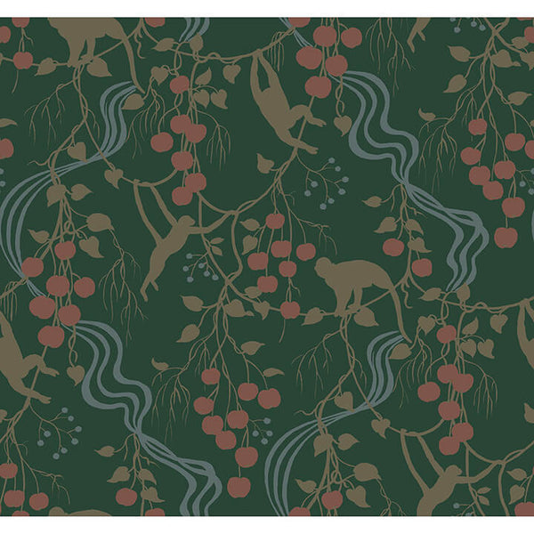 Linden, Dark Green Wallcoverings | Malibu Wallcovering