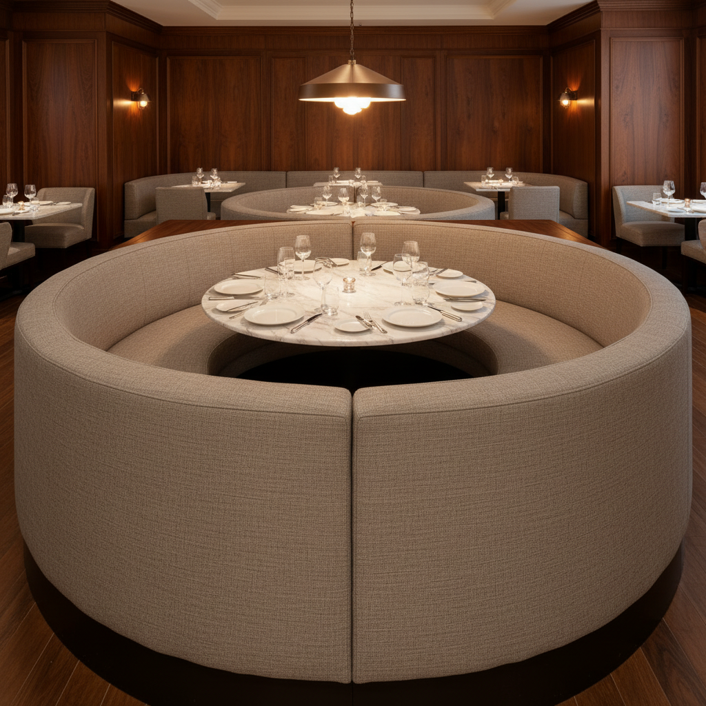 Subtle Linen Weave Taupe Mist Upholstered Banquette | Architectural Fabrics