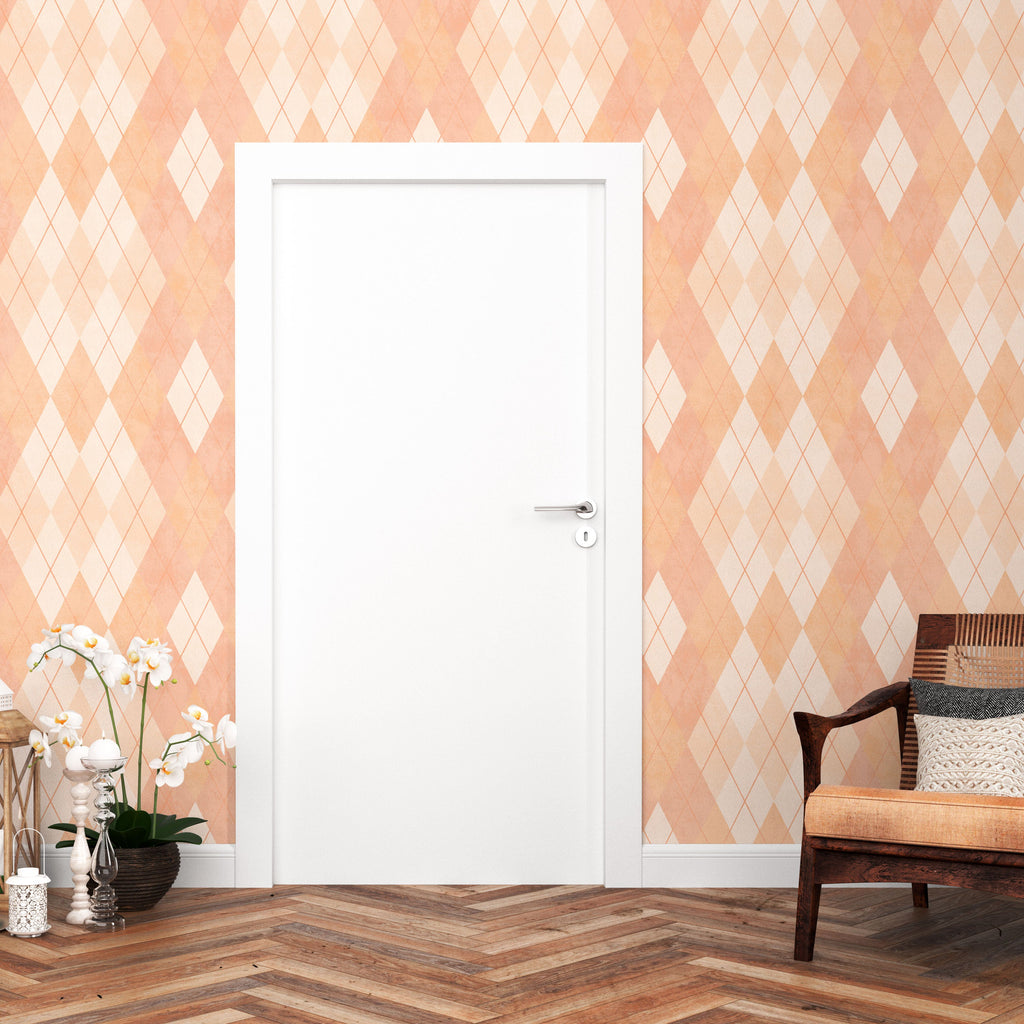 Preppy Peach Rhombus Wallcovering | DW Bespoke Studios