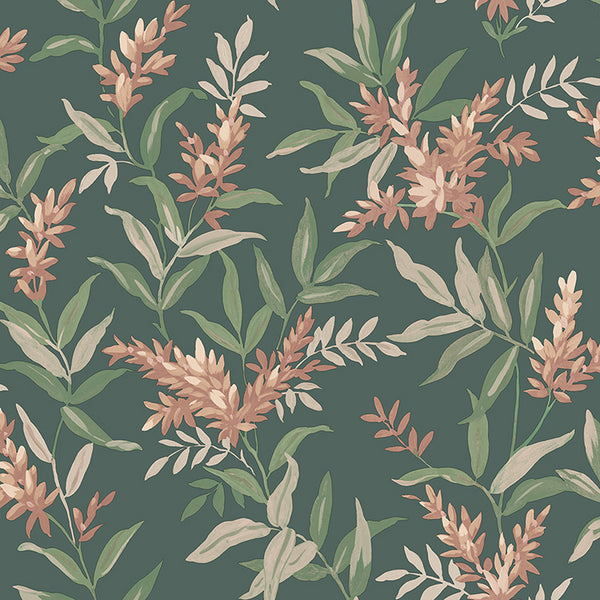 Olivia, Dark Green Wallcoverings | Malibu Wallcovering