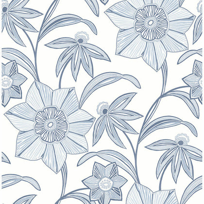 Star Flower - Blue Residential Wallcovering | Jeffrey Stevens