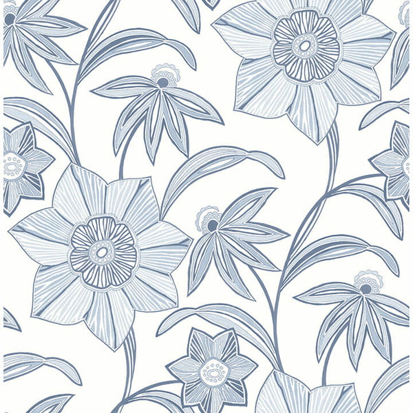Star Flower - Blue Residential Wallcovering | Jeffrey Stevens