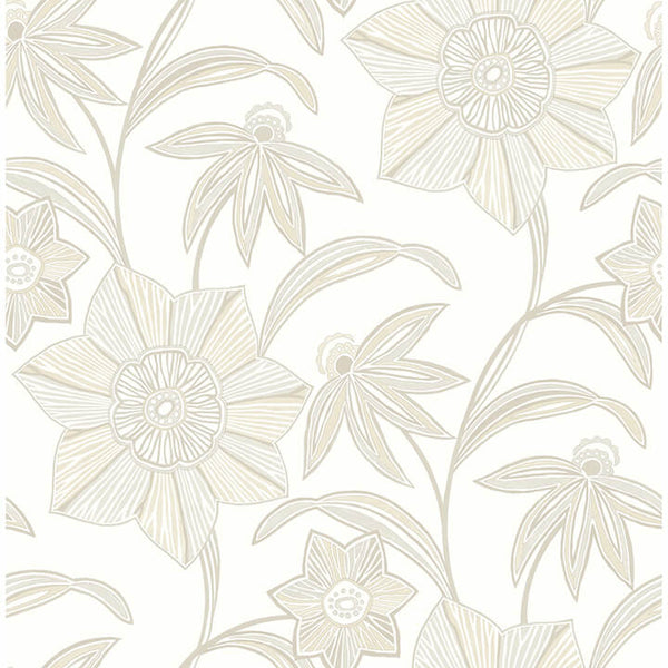 Star Flower, Beige Wallcoverings | Malibu Wallcovering