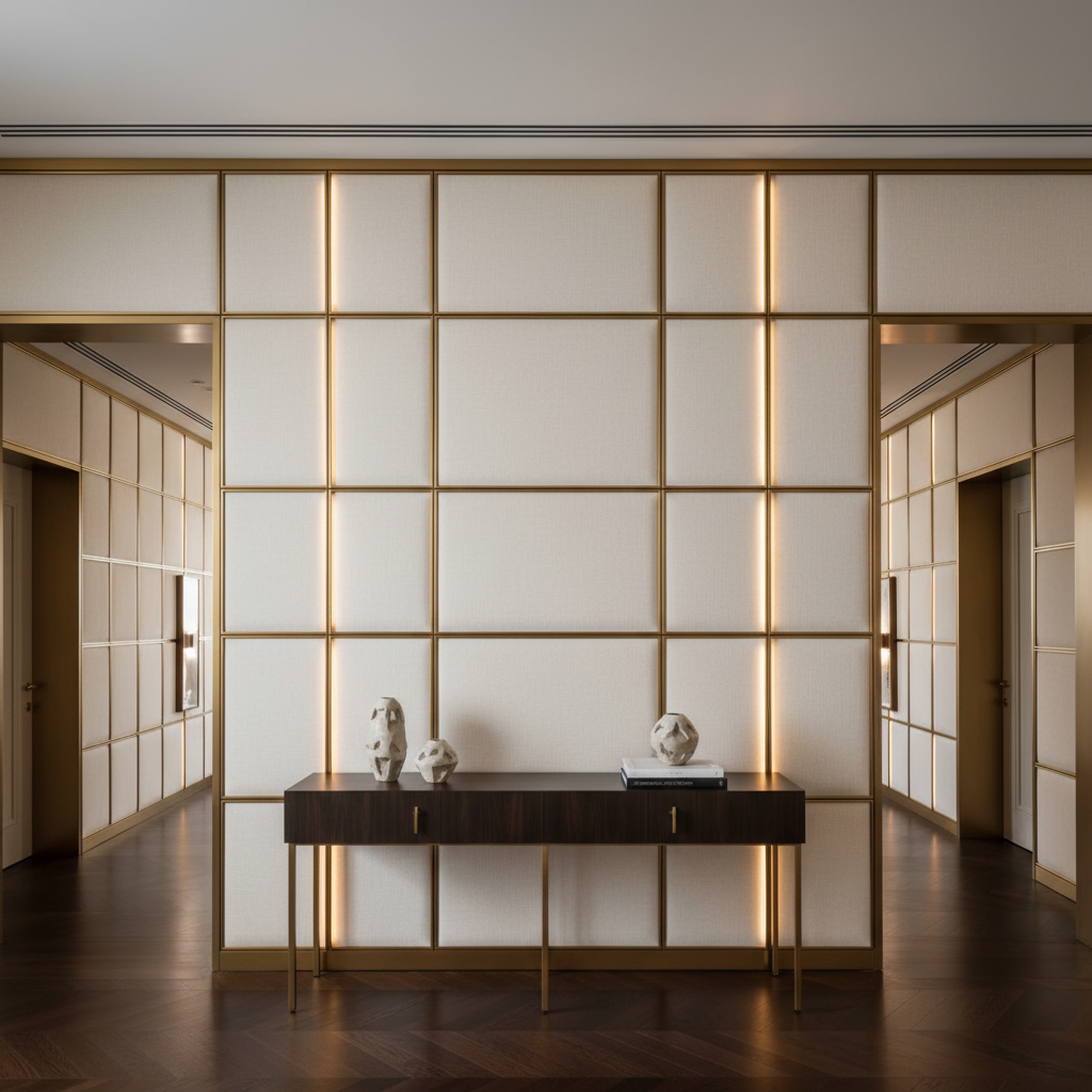 Yorktown White Contemporary Upholstered Wall Panel | Architectural Fabrics