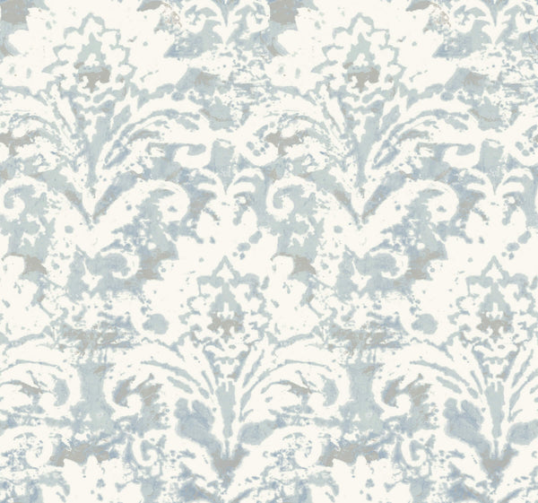 Velvet Crush Damask Blue & Pearl | Jeffrey Stevens