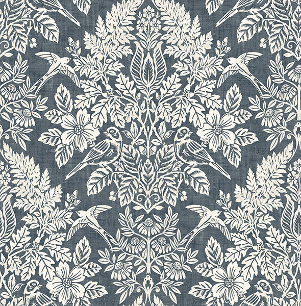 Finch, Blue Wallcoverings | Malibu Wallcovering