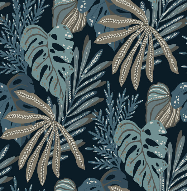 Alocasia, Blue Wallcoverings | Malibu Wallcovering