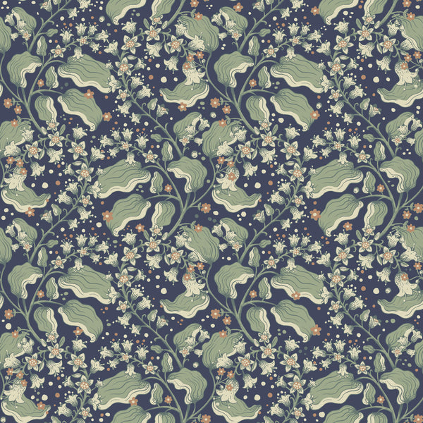 Syren, Navy Wallcoverings | Malibu Wallcovering