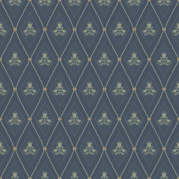Alma, Navy Wallcoverings | Malibu Wallcovering