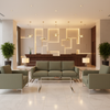 Fine Vertical Ribs Muted Olive Upholstered Sofa | Architectural Fabrics
