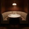 Embossed Reptile Scale Mushroom Taupe Upholstered Banquette | Architectural Fabrics