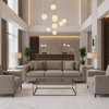 Woven Crosshatch Texture Neutral Taupe Upholstered Sofa | Architectural Fabrics
