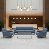 Fine Pebble Grain Denim Blue Upholstered Sofa | Architectural Fabrics
