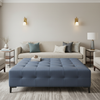 Algiers - Denim Blue Performance Vinyl Upholstered Ottoman | Architectural Fabrics