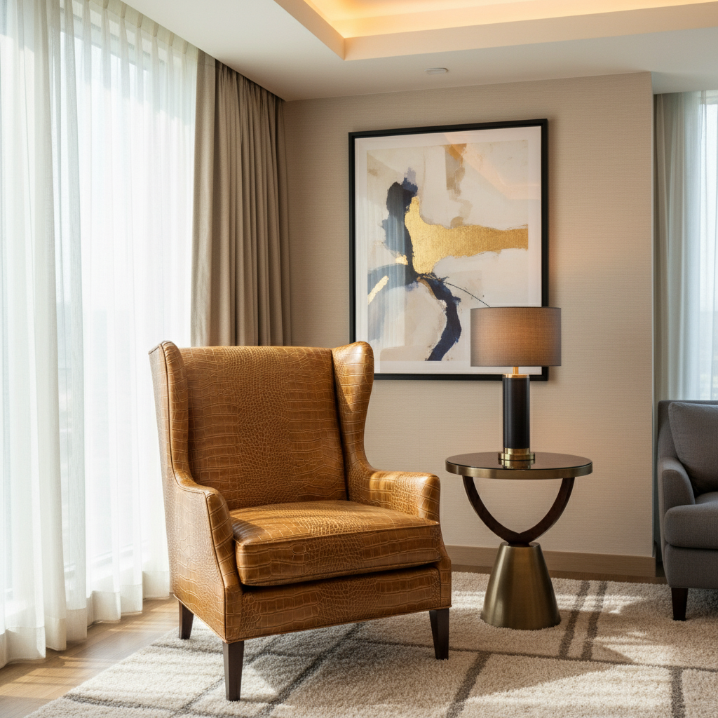 Embossed Reptile Skin Golden Brown Upholstered Chair | Architectural Fabrics