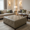 Fine Pebble Grain Mushroom Taupe Upholstered Ottoman | Architectural Fabrics
