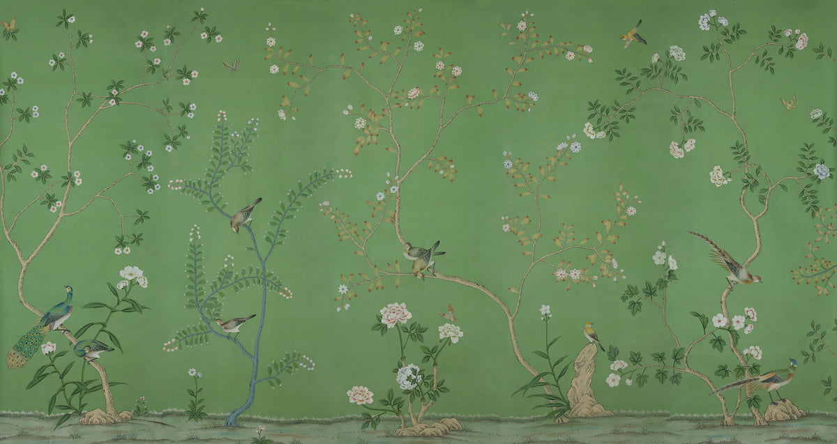 Badminton — Standard colourway on Emerald Green dyed silk