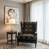 Geometric Diamond Velvet Onyx Sand Upholstered Chair | Architectural Fabrics