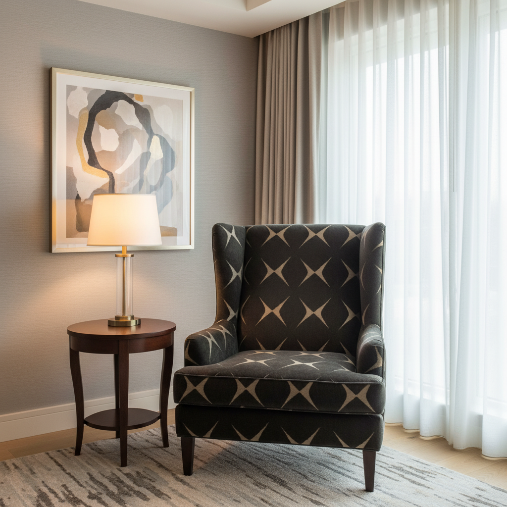 Geometric Diamond Velvet Onyx Sand Upholstered Chair | Architectural Fabrics