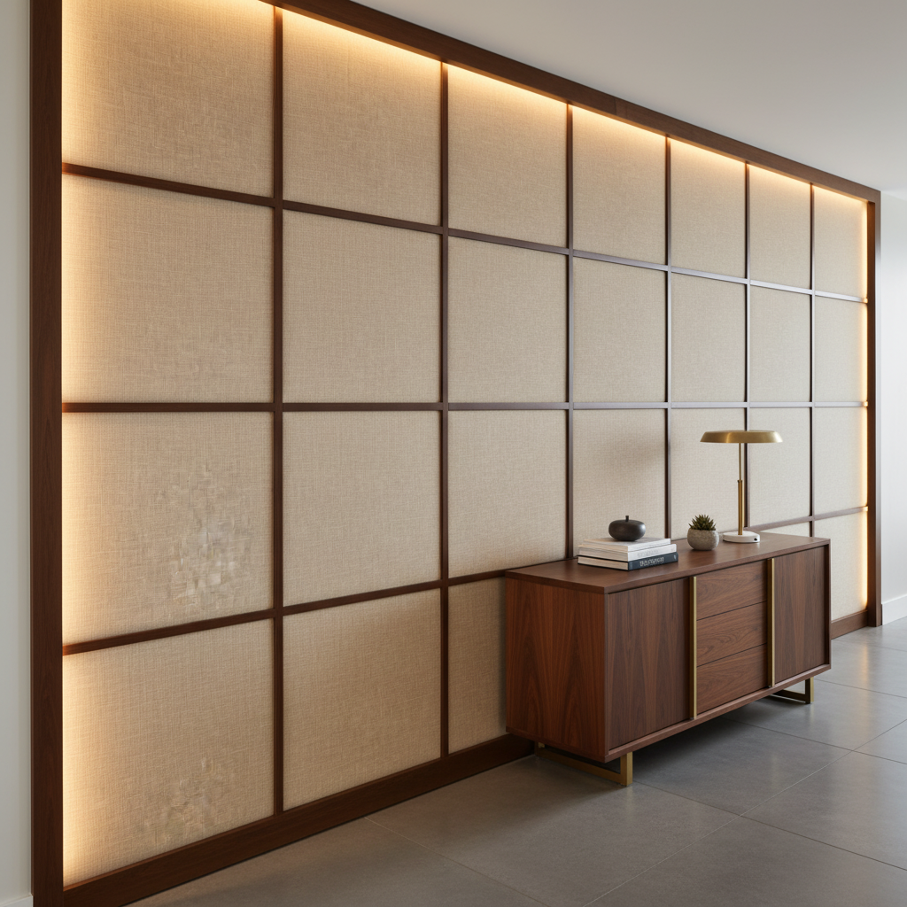 Brushed Linen Weave Natural Linen Upholstered Wall Panel | Architectural Fabrics