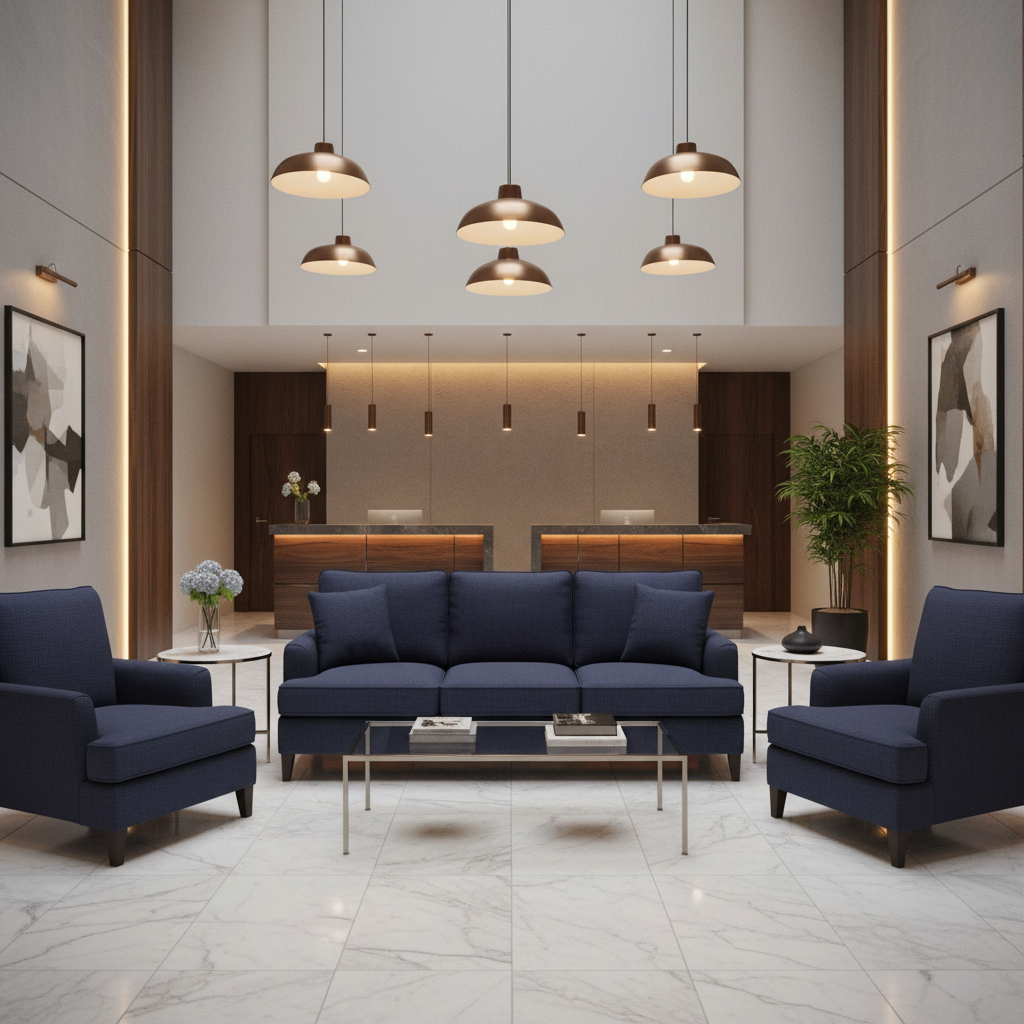 Subtle Velvet Texture Deep Indigo Upholstered Sofa | Architectural Fabrics