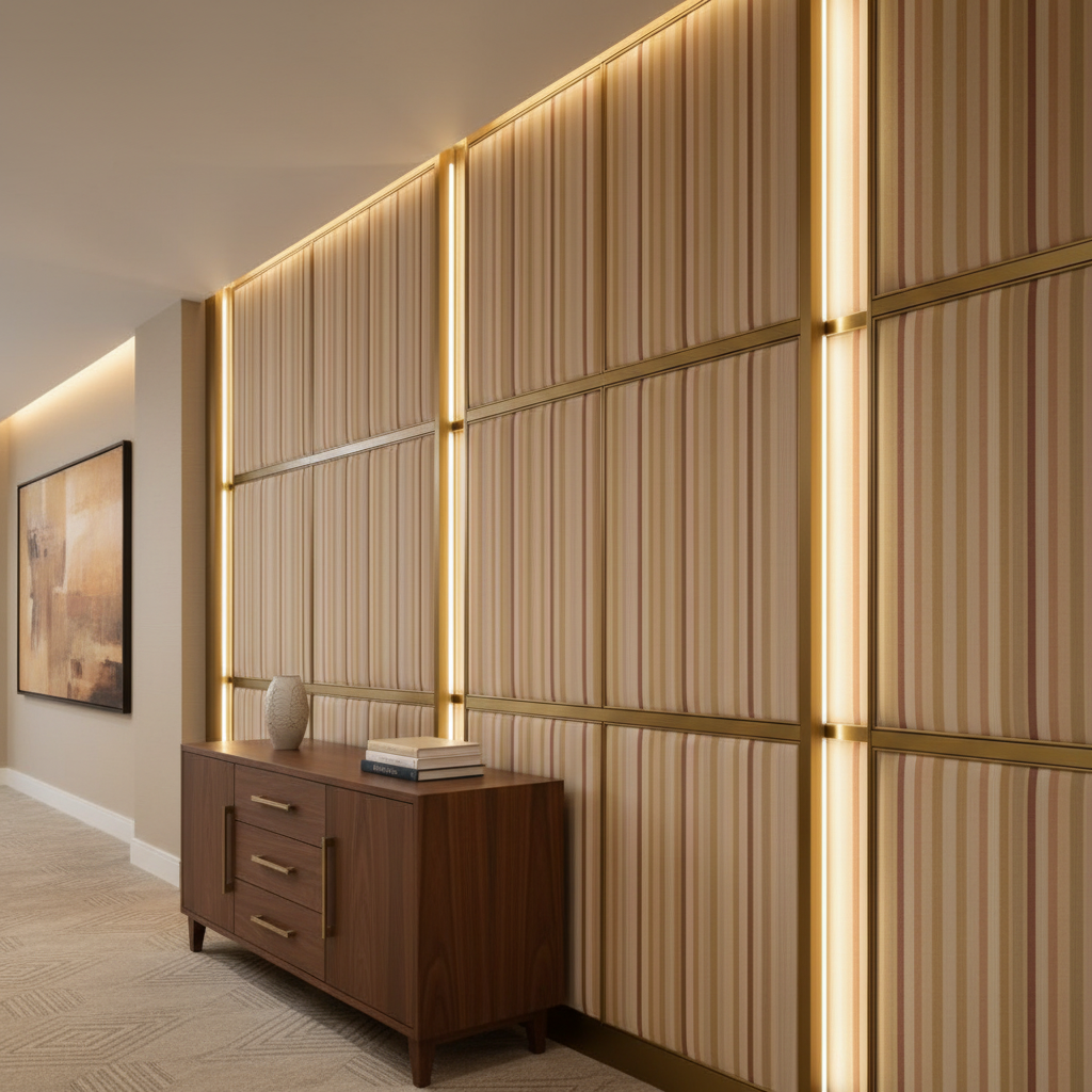 Sugar Mill Stripe - Moonbeam Upholstered Wall Panel | Architectural Fabrics