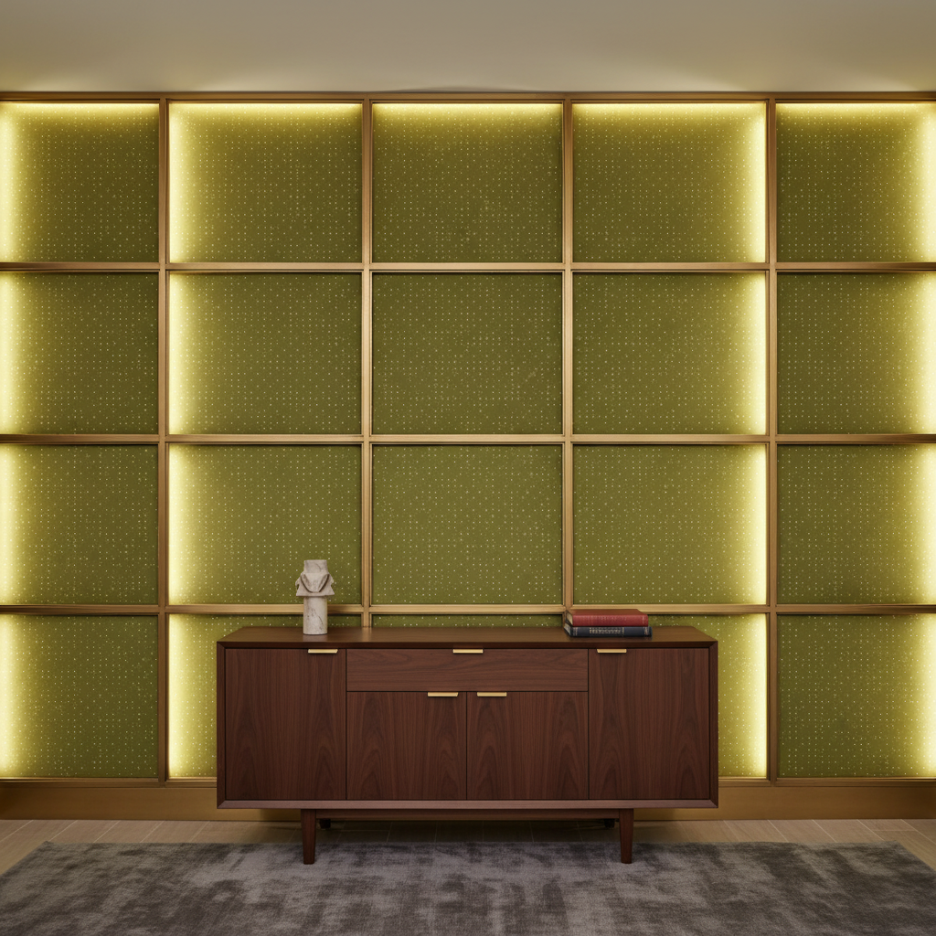 Analog - Olive Grove Etched Polyurethane Upholstered Wall Panel | Architectural Fabrics