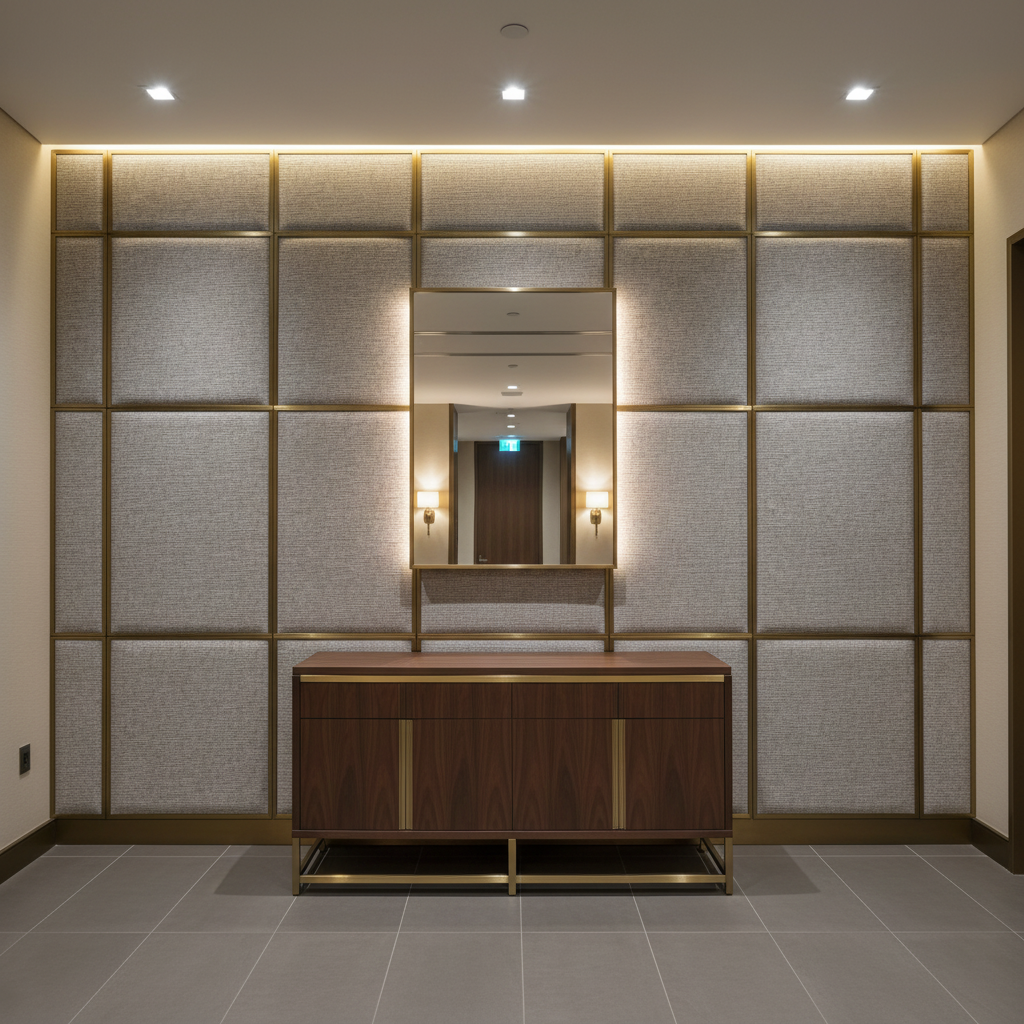 Woven Textured Weave Soft Gray Upholstered Wall Panel | Architectural Fabrics