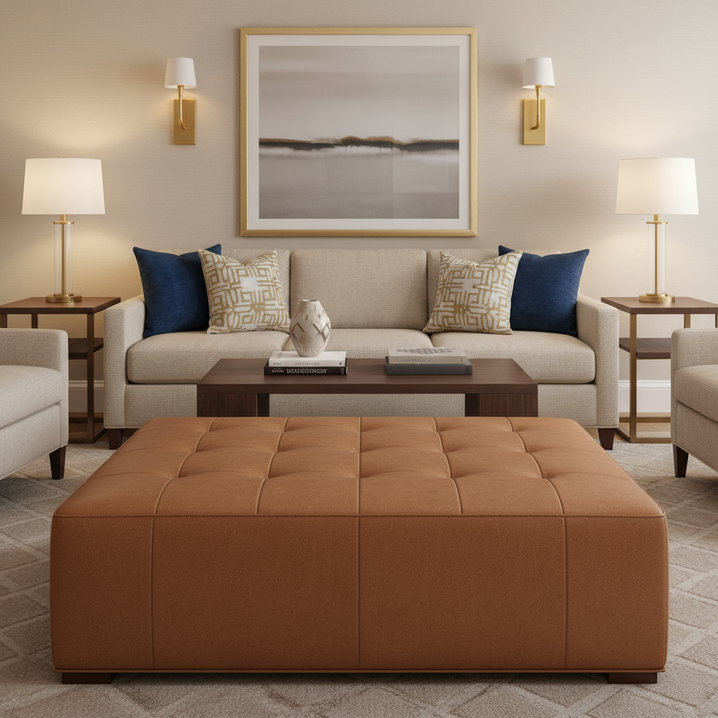 Aire Pebbled - Russet Clay Breathable Polyurethane Upholstered Ottoman | Architectural Fabrics